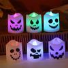 1/6Pack Halloween LED Candles Battery Operated Flameless Flickering Tea Lights Color Changing Votive Ghost Face Decor,Party Home