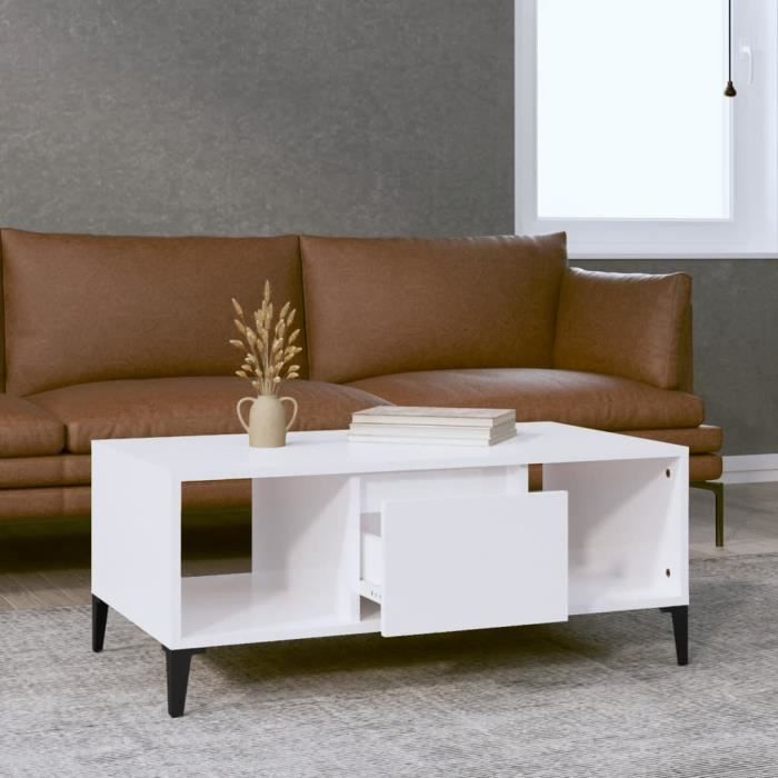 821070 vidaXL Coffee Table High Gloss White 90x50x36.5 Cm Engineered Wood