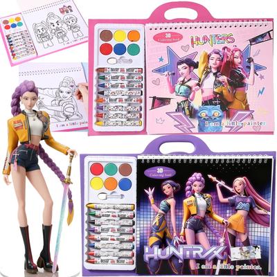 Best-selling Huntrix KPOP Graffiti Coloring Book for Kids, Educational Coloring Book with Crayons, Painting Book