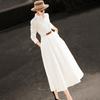 Abito Chemisier Elegante da Donna a Maniche Lunghe Bianco