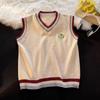 Damen College-Stil Strickweste Student Ärmellos V-Ausschnitt Gestrickte Westen Damen Winter Locker Vielseitig Pullover Tops