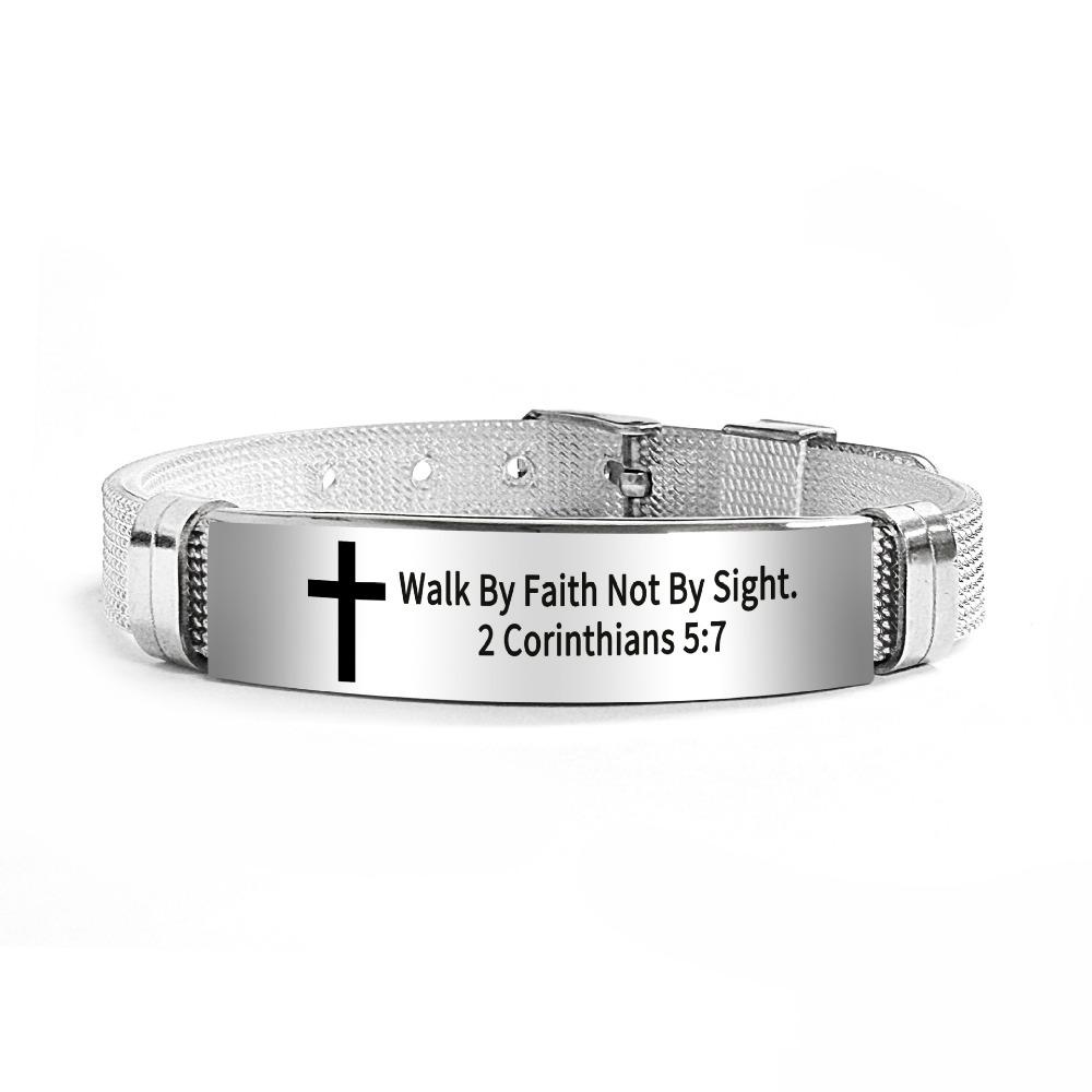Adjustable Inspirational Quotes Braclets Stainless Steel/PVC Bible Verse Bracelet  Faith Gifts
