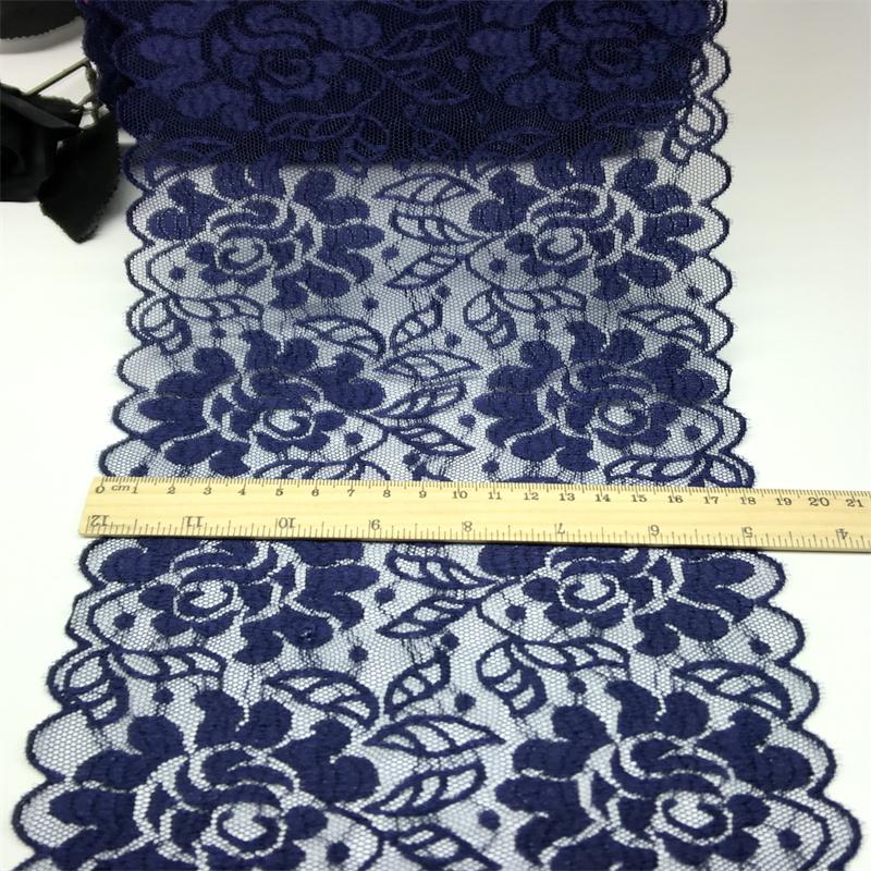 (2 Colors) 18.5cm wide Floral Elastic Stretchy Mesh Lace Fabric for Lingerie, Bra, Underwear, Garment, Sewing & Crafting