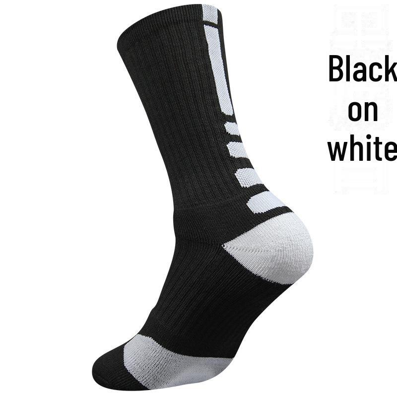 

Элитные носки для баскетбола на открытом воздухе: Толстая подушка для мужчин, женщин, молодежи - средняя длина, высокий верх L (size 39-45) белый/чёрный
