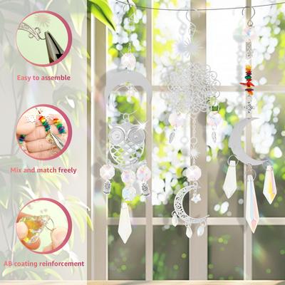 Kit de Atrapasoles de 450 Piezas Colgante Kit Creativo de Atrapasoles Manualidades de Cristal DIY Decoración para Interiores y Exteriores para Hogar Dormitorio Oficina