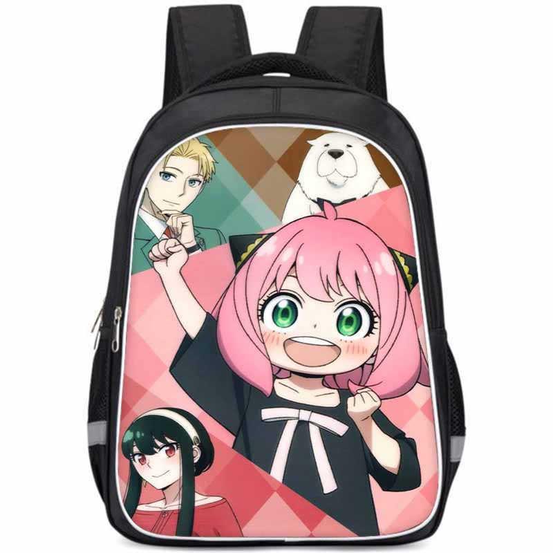 Geräumiger Spy Family Rucksack für Kinder Leichte Oxford-Stoff Schultasche