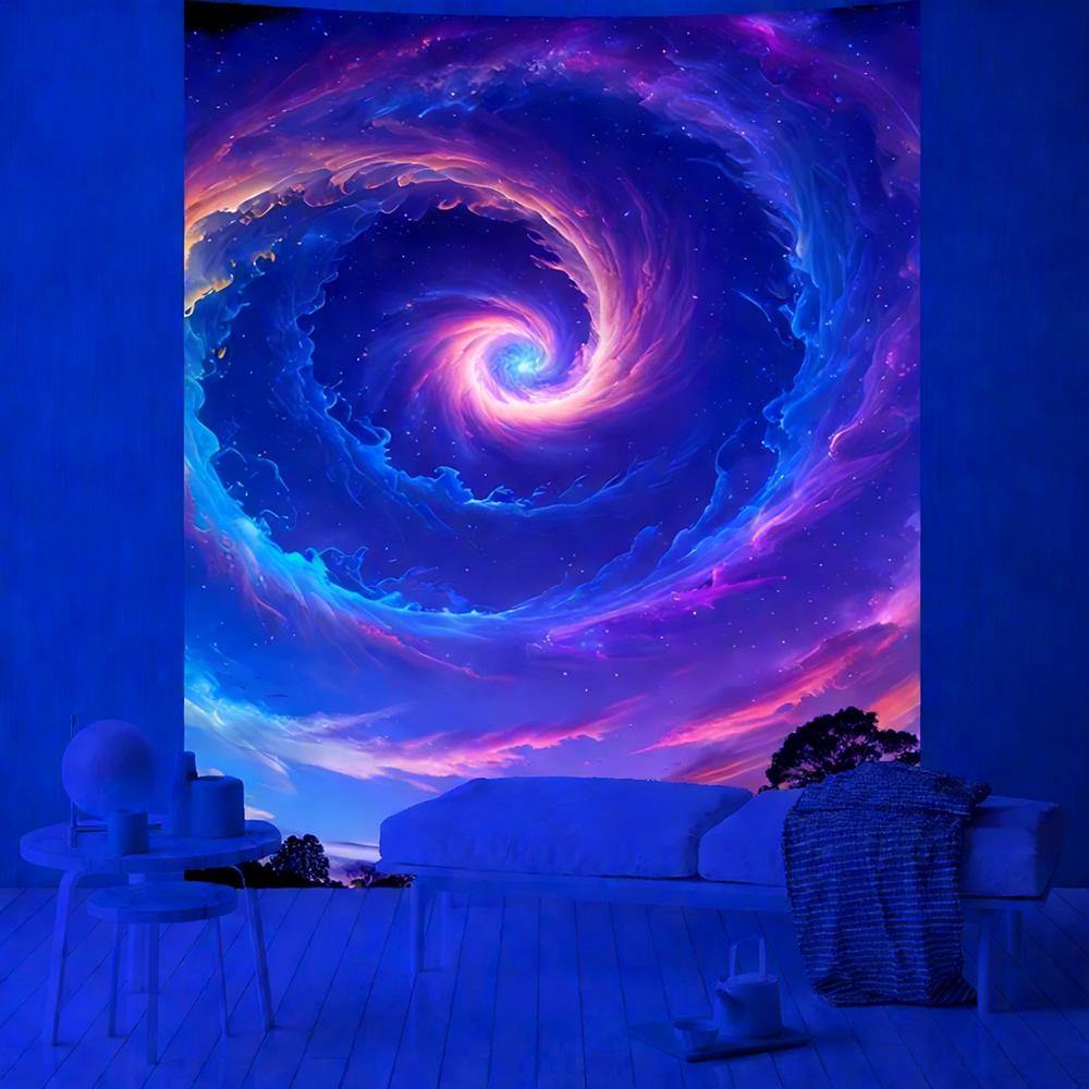 Glowing Cosmic Galaxy Tapestry Uv Reaction Tapestry Background Decoration Wall Hanging Bedroom Party Decoration