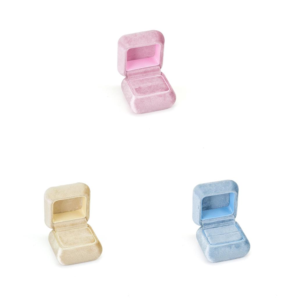 Velvet Ring Box With Rounded Edges For Jewelry Packaging Gift For Engagement