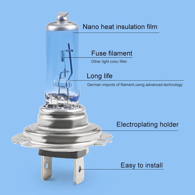 1-3pairs 6000k Super Bright White H7 Halogen Bulb Car HeadLight Bulb h4 h7 55w 100w Halogen Lamp Car HeadLight Replacement Bulb
