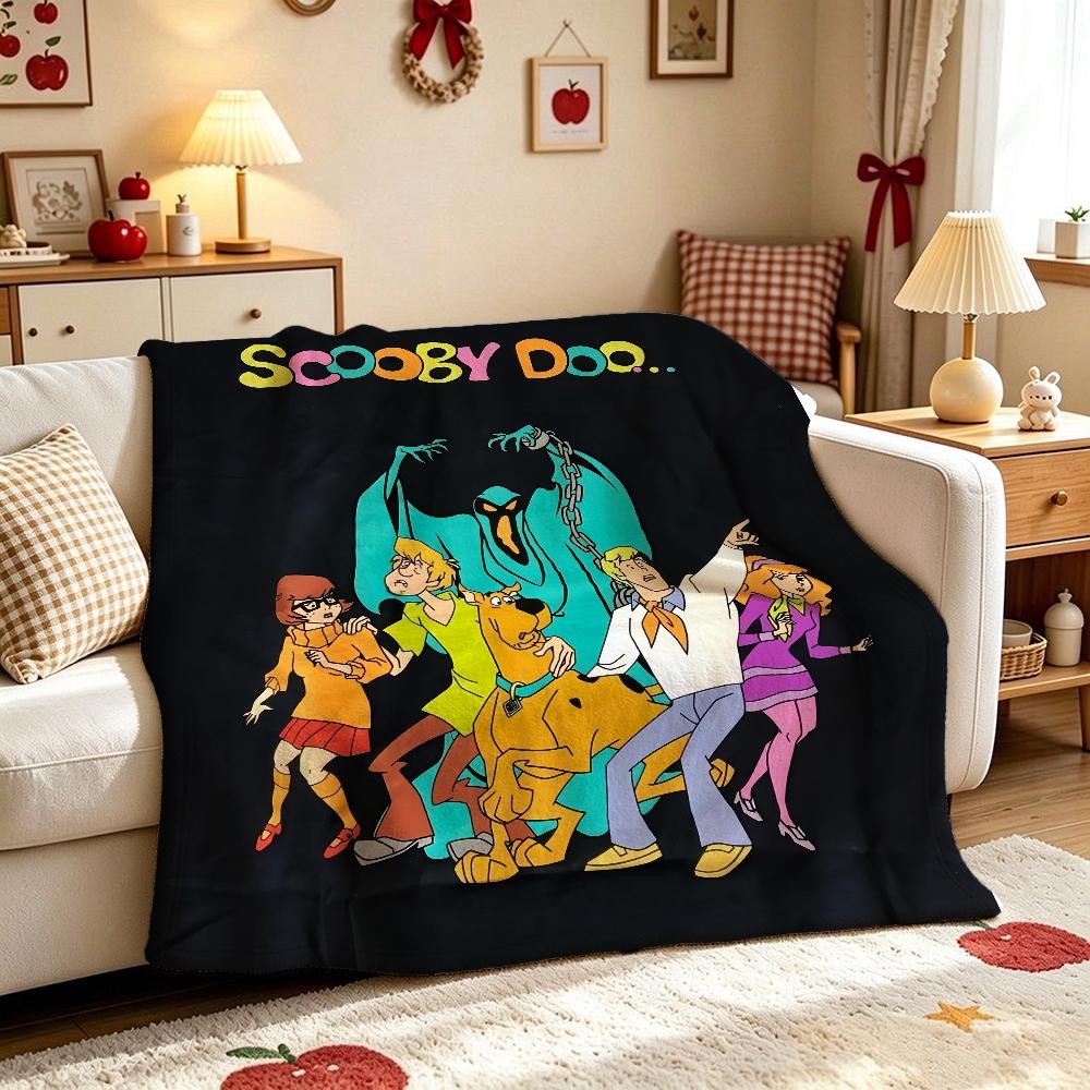 Scoobydoo Gang Anime Printed Blanket Skinfriendly Soft Fleece Blanket For Outdoor Travel Lightweight Home Decor Holiday Gift