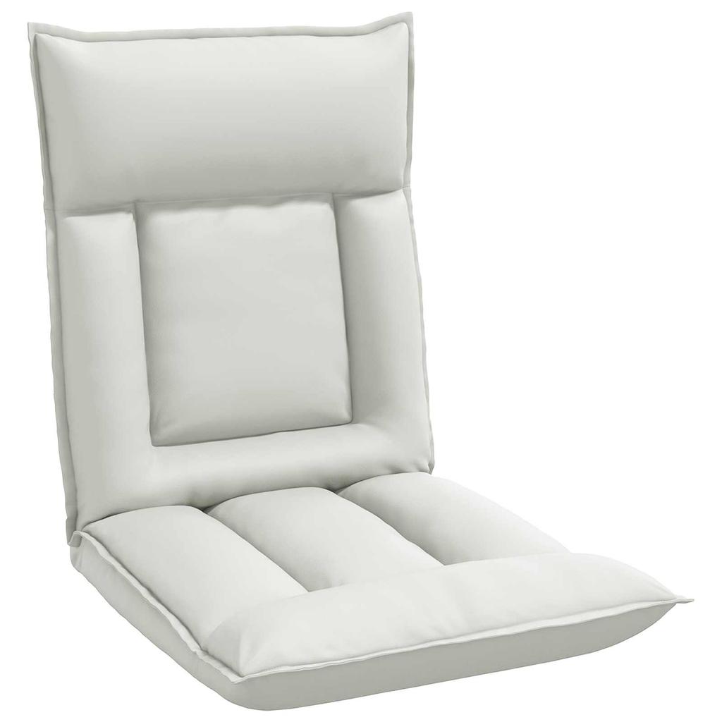 Adjustable Floor Chair White Faux Leather