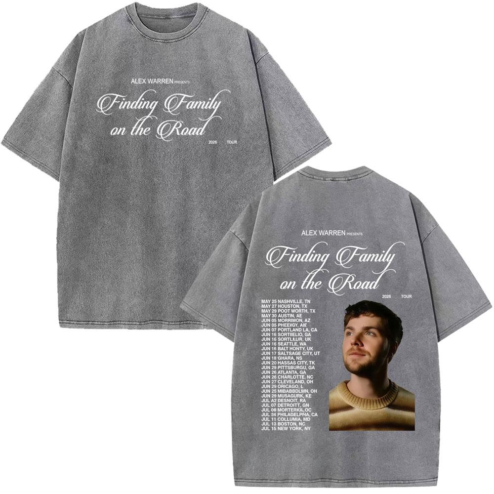 Singer Alex Warren 2026 Tour Print Tees Unisex Unisex Hiphop Tshirt Summer Cotton Loose Casual Vintage Washed Tshirts Streetwear