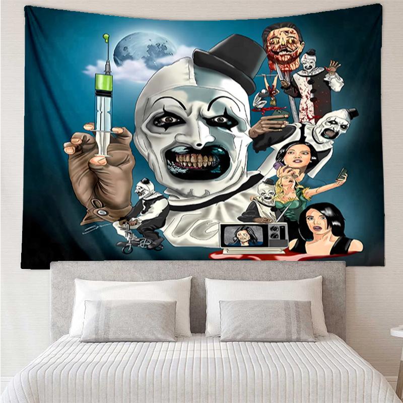 Art the Clown Terrifier1 Tapestry for Bedroom Aesthetic Classroom Tapestries Wall Hanging for Living Room Dorm Office,Ideal Creative Gift
