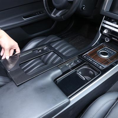 ABS Carbon Fiber For Jaguar F-PACE XE XEL XF XFL 2016-2020 Car Central Gear Shift Water Cup Holder Panel Cover Trim Sticker