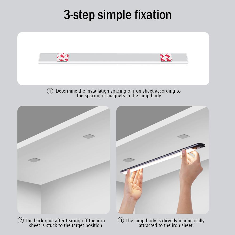Ultra Thin LED Motion Sensor Cabinet Light USB Rechargeable 3 Magnetic Night Lamp for Kitchen Wardrobe