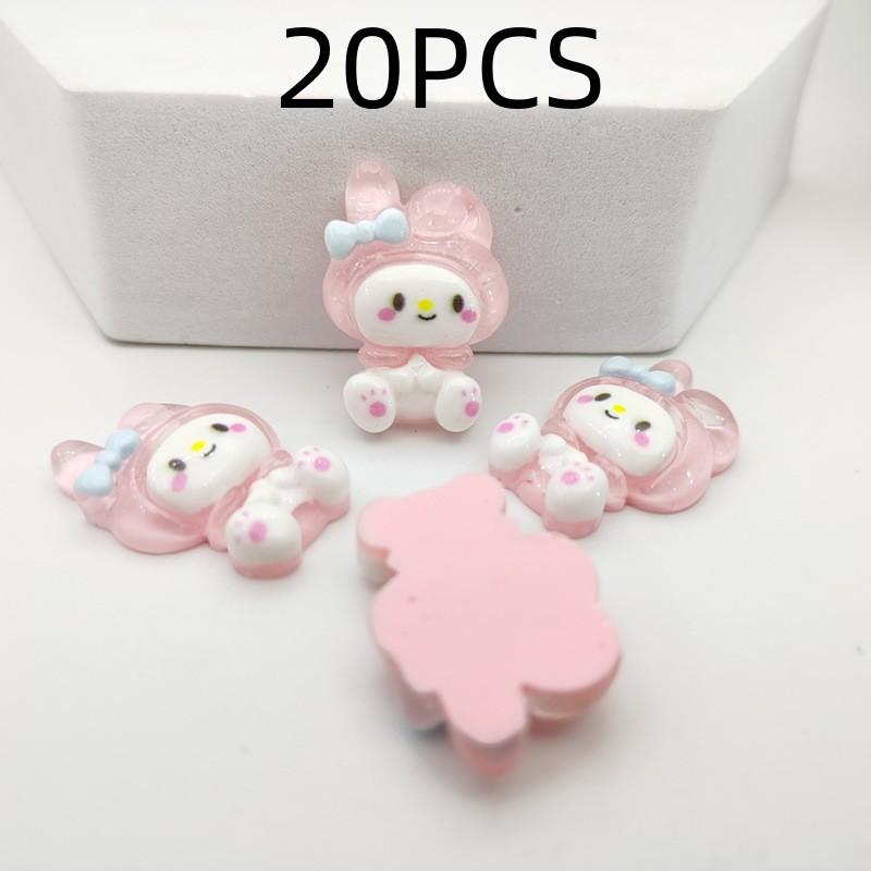 20PCS Transparent Cartoon Melody Resin Accessories DIY Hair Clips Hair Accessories Phone Case Cream Glue Materials