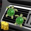 2 PCS Bling Turtle Car Air Vent Clips, Rhinestone Tortoise Vent Clip with 2 Scented Tablets, Ocean Themed Air Conditioning Outlet Clip Auto Interior