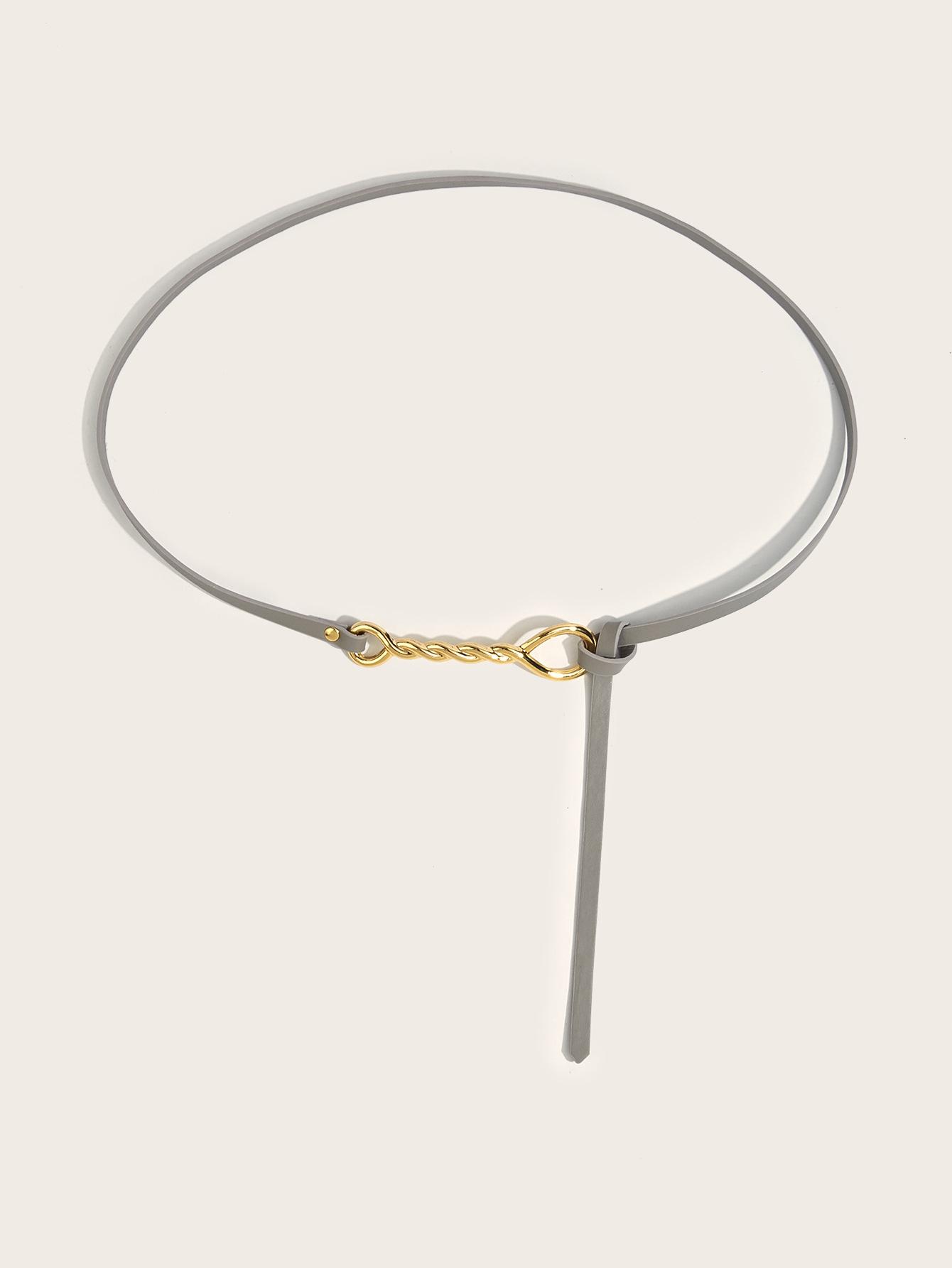 

Уникальный женский ремень Узкий пояс для талии с пряжкой-закруткой Для нарядов Стильный серый