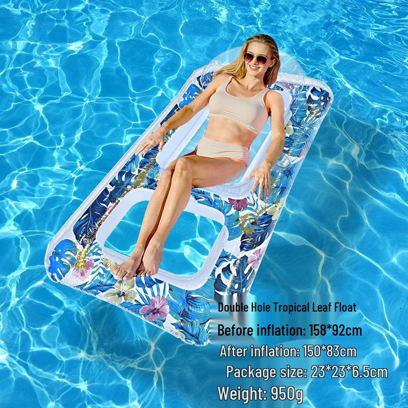 Foldable Striped Inflatable Pool Float Hammock Recliner