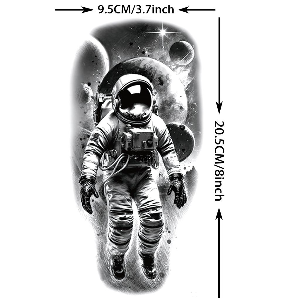 1 Sheet Wolf Lion Astronaut Temporary Tattoos For Men Women Adults Fake Tattoo Sticker Planet Galaxy Universe Outer Space