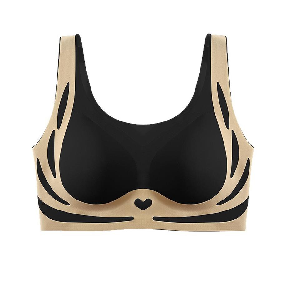 Color Block Seamless Bra Women Lifting Shaping Non-Wire No Cup Anti-Sagging Underwire Bra
