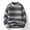 Semi-turtleneck Striped Knitted Sweater Gradual Change of Color Loose Warm Sweater Boys Bottoming Shirt