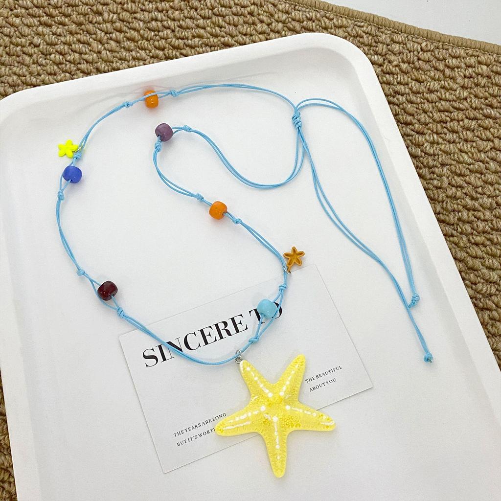 Retro Ethnic Ceramic Wood Necklace: Geometric Fruit Pendant for Women