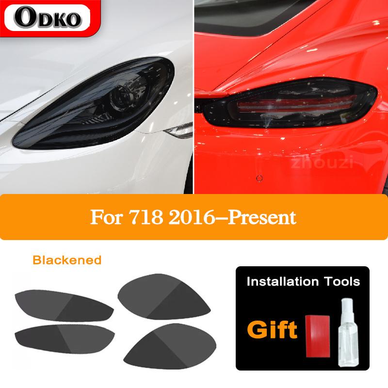 For Porsche 718 Boxster Cayman 2016-On  Car Lamp Film Headlight Tint Black Protective Film Taillight Transparent TPU Sticker
