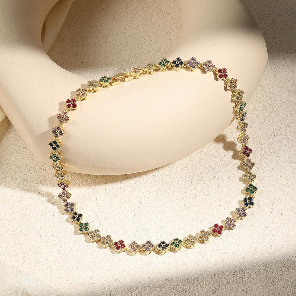 

ZAKOL Роскошное ожерелье с маленьким цветком в виде четырехлистного клевера, разноцветный кубический цирконий, банкетная вечеринка, циркон, женский подарок