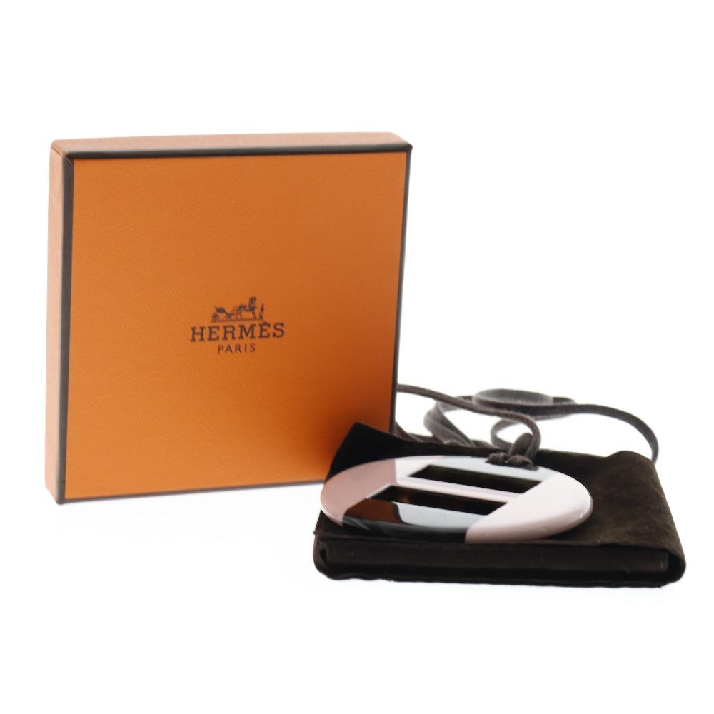 Hermes Necklace Brown/pink Buffalo Horn 16.5g Women Used