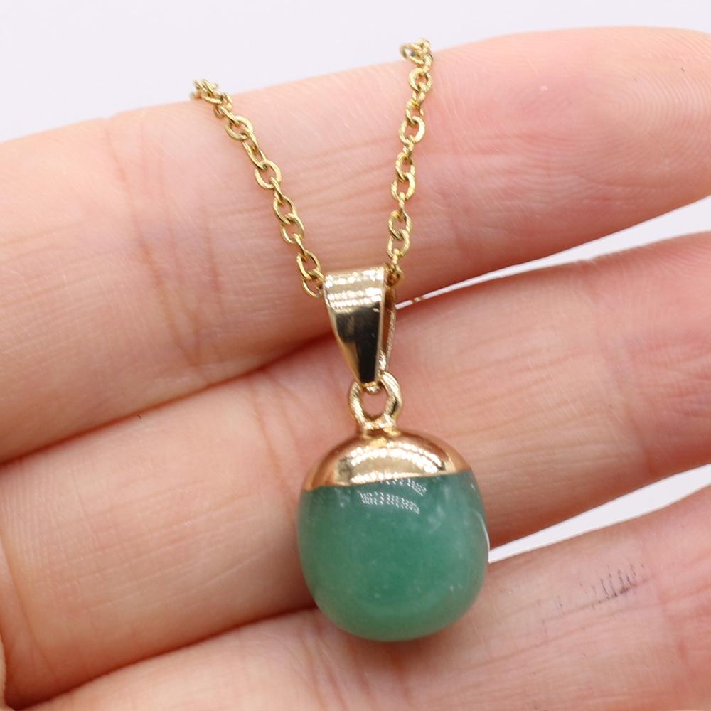 1pc Natural Stone Pendant Necklace Amethyst Pink Crystal Fashion Necklace Jewelry Gifts for Women Girls