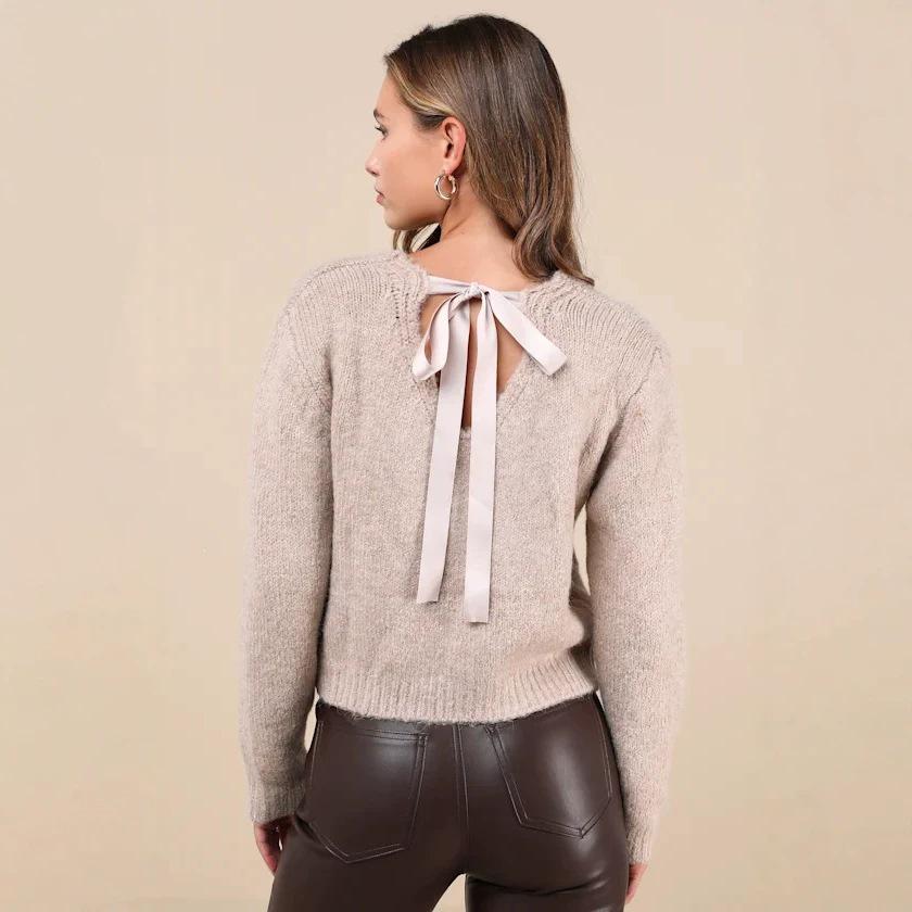 2026 Women's Casual Loose Knit Drop Shoulder Long Sleeve Top