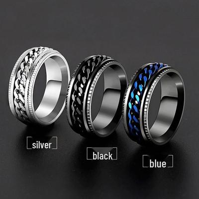 Men's Trendy Rotatable Titanium Steel Chain Ring for Couples