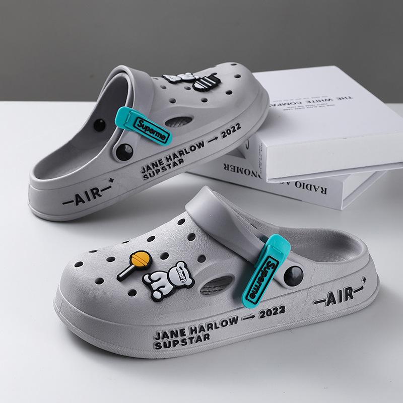 Hole Shoes Men's New Year Couple Platform Slippers Bag Head Sandals Non-slip Casual Soft-soled Beach Shoes Men