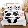 Cute Panda Cartoon Print Bedding Set Featuring Adorable Striped Heart-designed Duvet Cover and Pillowcases Suitable for Single/double/king/king Beds.