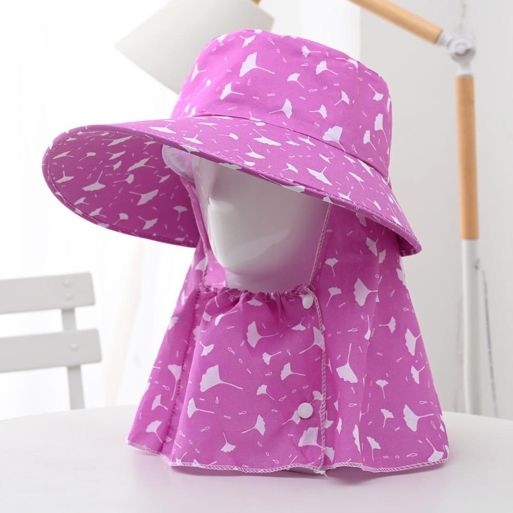 Face Mask Sunshade Shawl Cap Printing Agricultural Work Hat Fashion Wide Brim Sun Hat  Summer