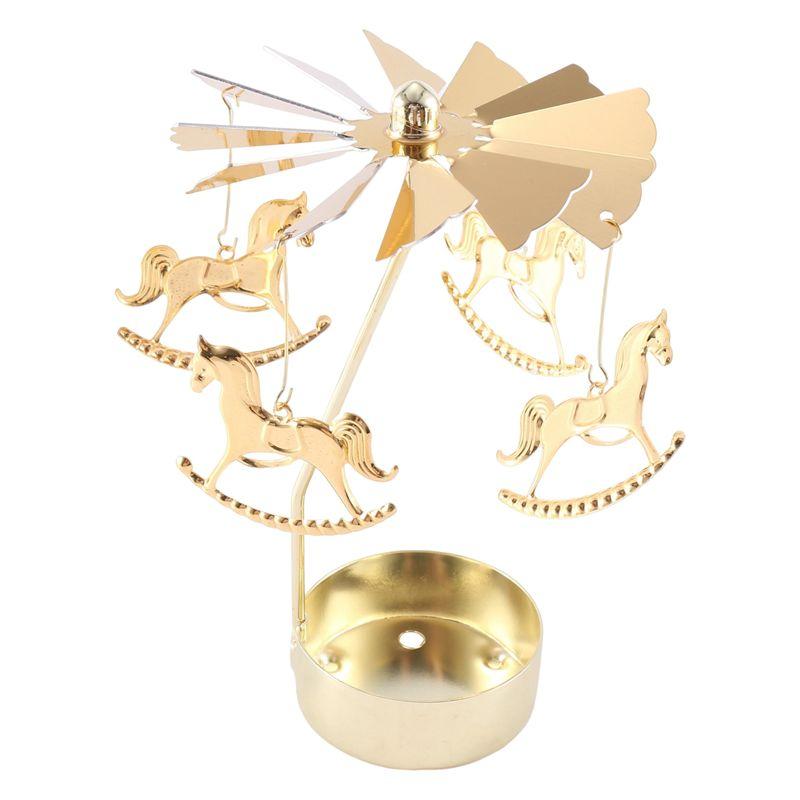 ABBY-2PCS Gold Metal Candle Holders Room Decoration Rotating Candle Holders Gold Hot Rotating Candle Holders Ornaments