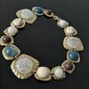 Vintage Gold Plated Resin Stones Necklace for Women Exaggerated Boho Ethnic Irregular Geometric Metal Choker Collar Jewelry Gift