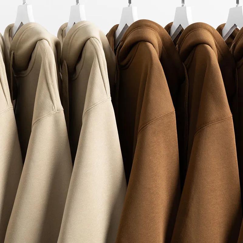 Felpa con cappuccio spessa tinta unita primaverile Felpa con cappuccio casual retrò tinta unita per uomo e donna