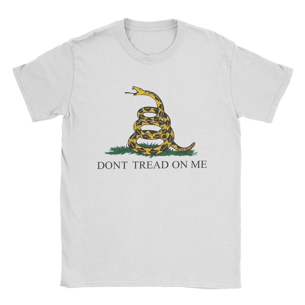Novelty Don't Tread On Me Snake Flag T-Shirt Men Round Neck Cotton T Shirt Short Sleeve Tee Shirt Summer Tops