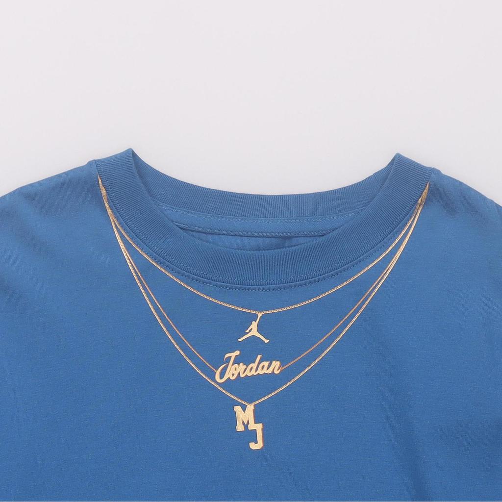 Jordan Heritage Casual Breathable Round Neck Printed Short Sleeve T-Shirt Women Tops Blue DO5021-407