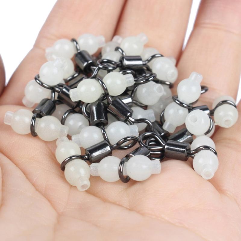 Leuchtende Angelwirbel mit Leuchtperlen Tackle für Salzwasser Süßwasser Angeln Wirbel T-Form Angelschnurverbinder