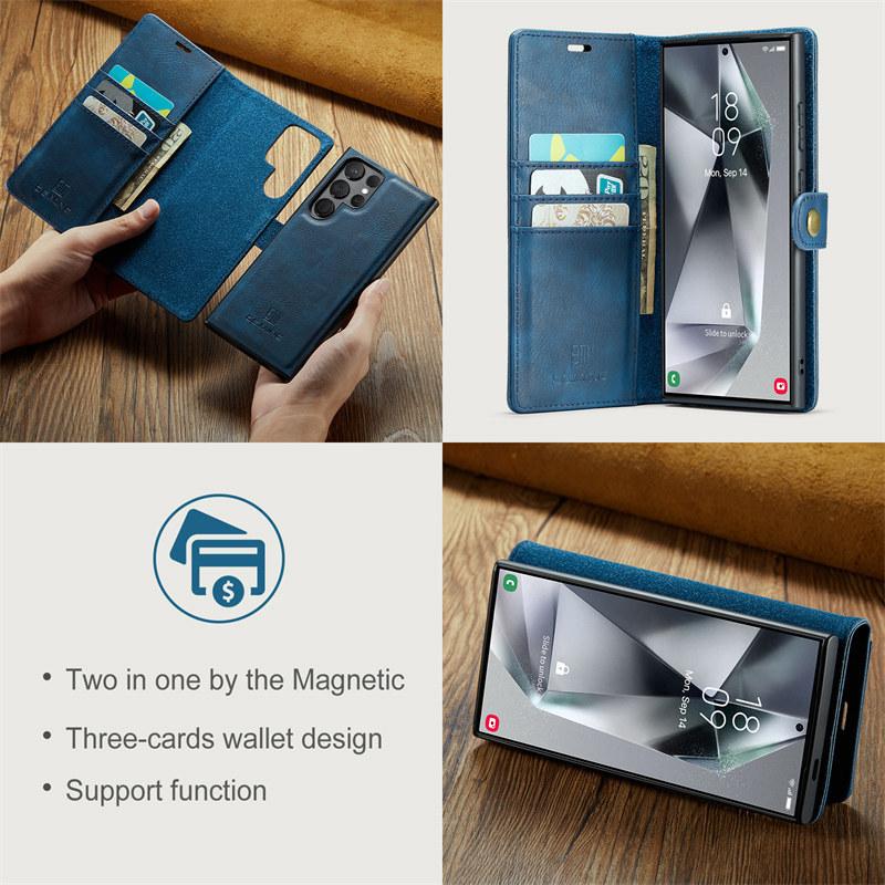 Magnetický flip kožené pouzdro na telefon pro Samsung Galaxy S25 FE S25 Edge S24 Ultra S23 Plus S22 S21 S20 Note 20 10 2 v 1 Odnímatelná peněženka kryt na karty Etui