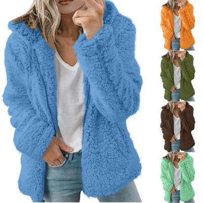 Manteau d'hiver épais et chaud à capuche pour femme, élégant, en fausse fourrure, polaire douce, avec poches et fermeture éclair