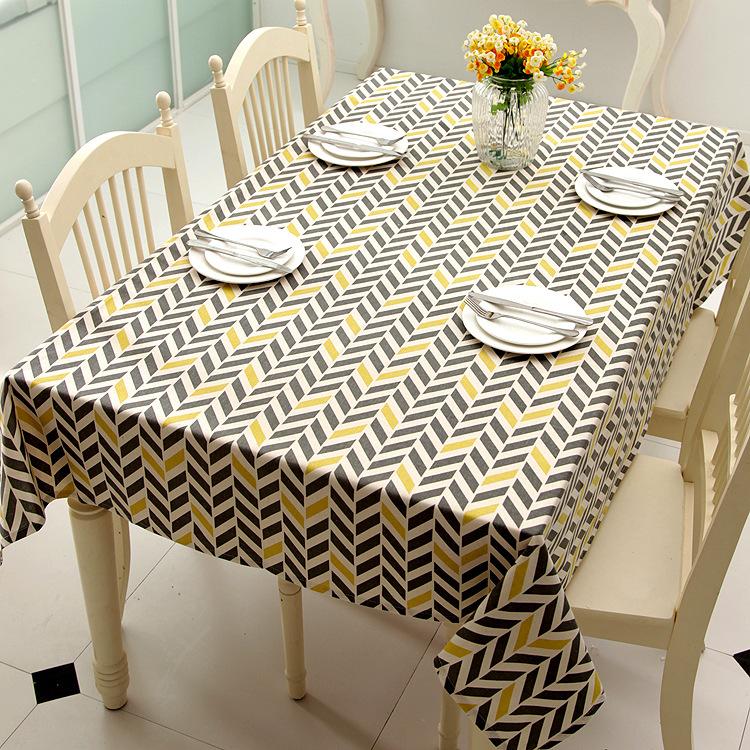 Modern Simple Polyester Cotton Imitation Hemp Geometric Lines Trapezoidal Printing Tablecloth Tea Tablecloth Customization