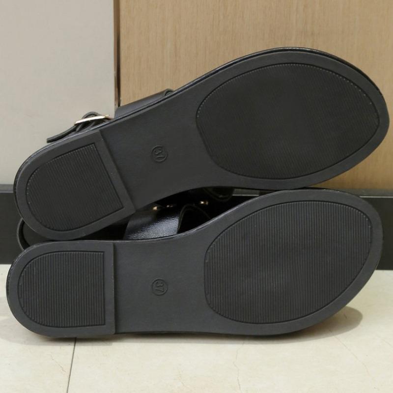 One Line Buckle Sandals for Women In Spring 2026, New Size 43 Sandals, Flat Bottomed Round Toe Beach Sandals for Women