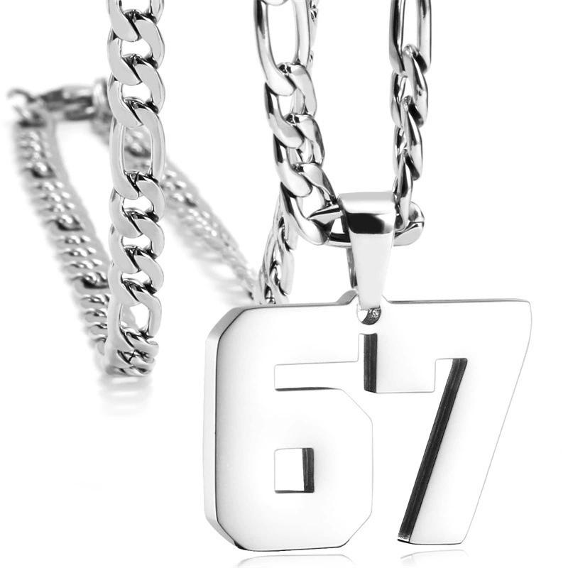 Fashion Stainless Steel 67 Number Digital Necklace Athlete Necklaces For Men Women Kids Girls Chain Personalize Jewelry Gift