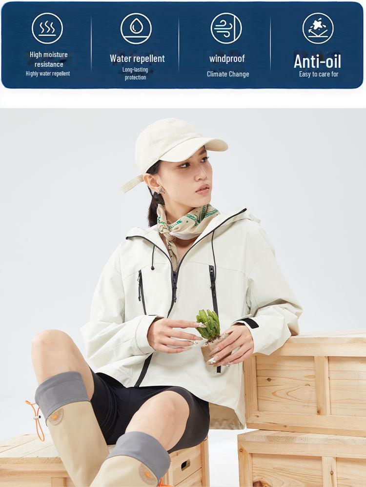 Dupont Damen Three-Proof wasserdichte, atmungsaktive Windjacke zum Radfahren und Wandern – kurz, locker, leicht zum Bergsteigen