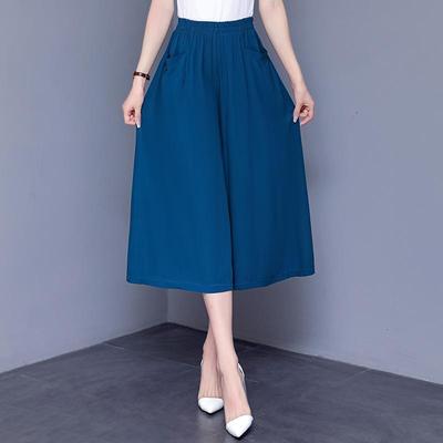 Dames Lente en Zomer Dunne Sectie Grote Maten Losse Effen Kleur Elastische Taille Vrije Tijd Broek Rok Broek