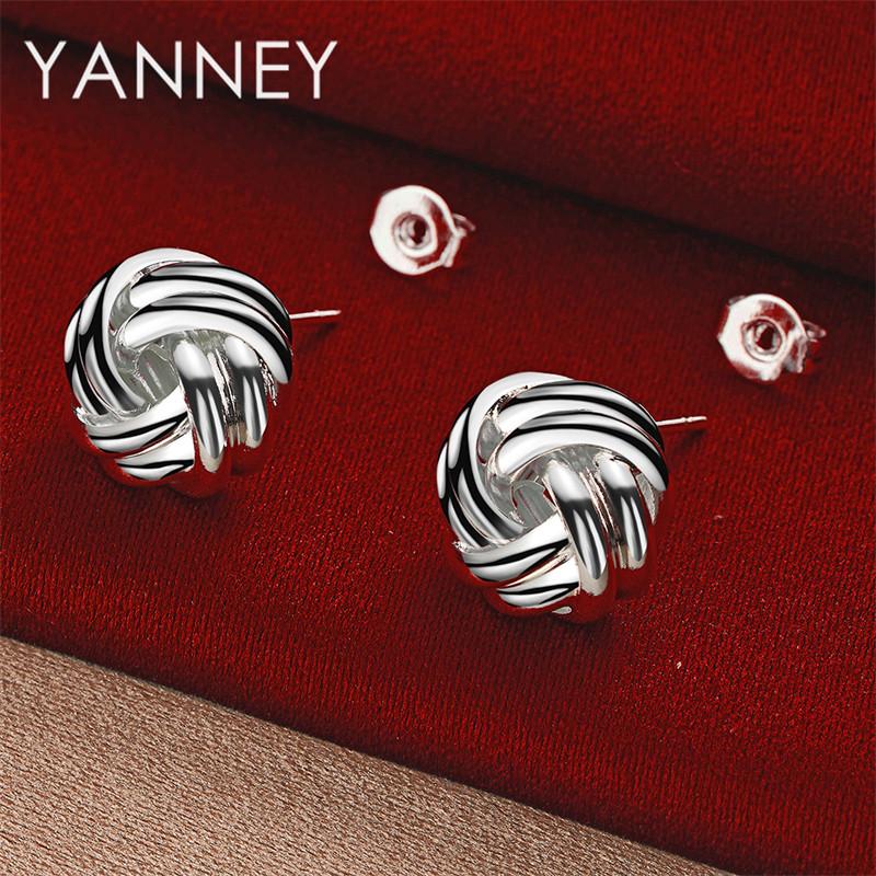 Stylish 925 Sterling Silver Delicate Braided Knotted Round Women's Earrings - Engagement Jewelry Party Accessories